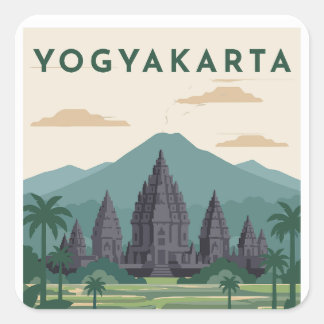 Yogyakarta Indonesien Resa Poster Fyrkantigt Klistermärke