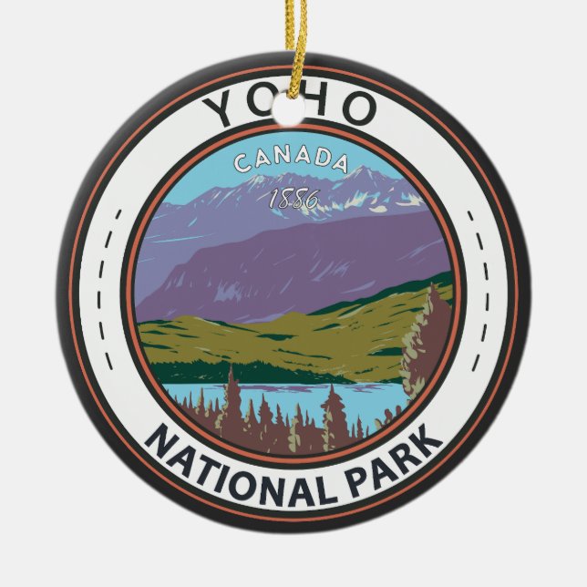 Yoho National Park Canada Badge Julgransprydnad Keramik (Framsidan)