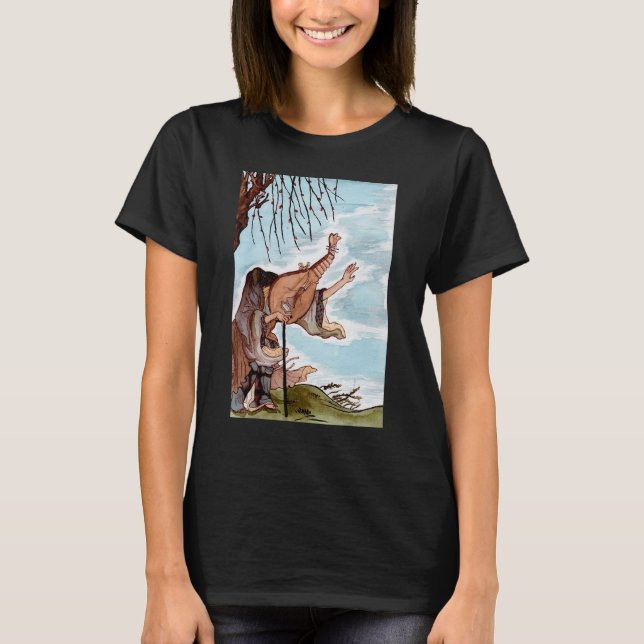 Yokai Biwa Boku-boku Munk Demonic Biwa Demon Spiri T Shirt (Framsida)