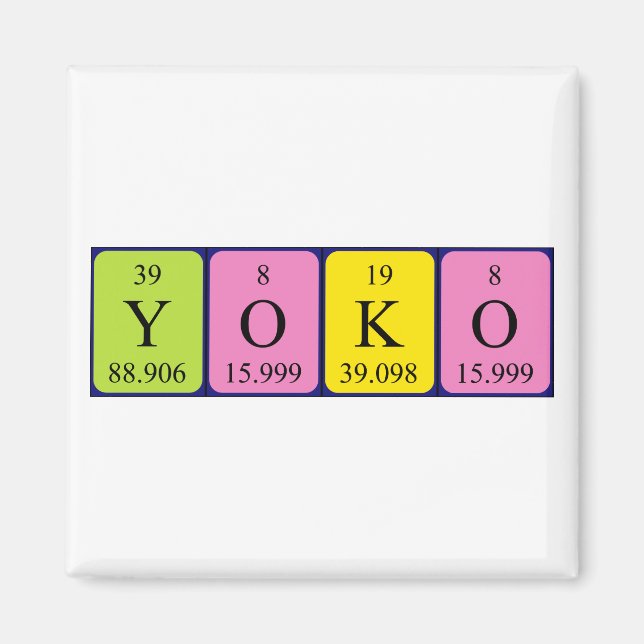Yoko Periodisk bord namn magnet (Framsidan)