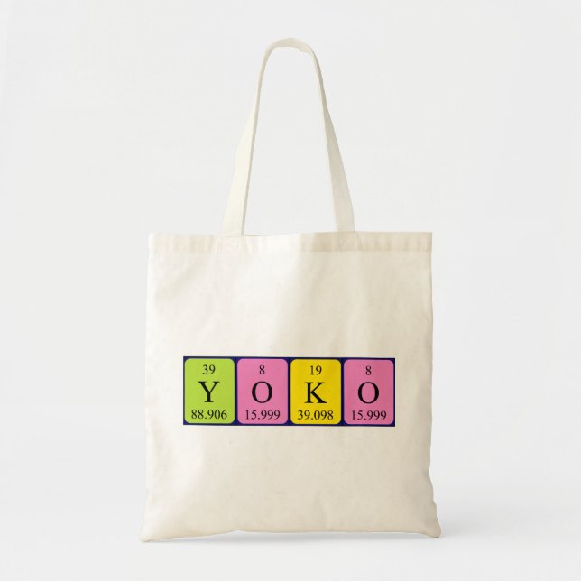 Yoko Periote bord namn tote bag Tygkasse (Framsidan)