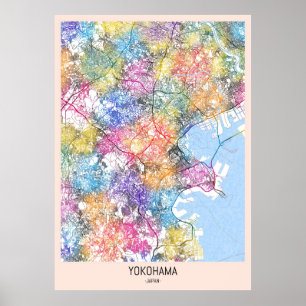 Yokohama Japan City Karta Poster