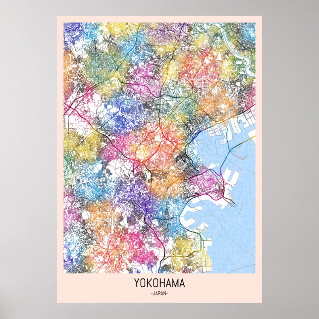 Yokohama Japan City Karta Poster (Framsidan)