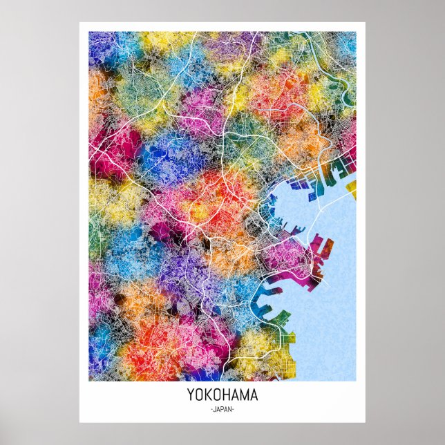 Yokohama Japan City Karta Poster (Framsidan)