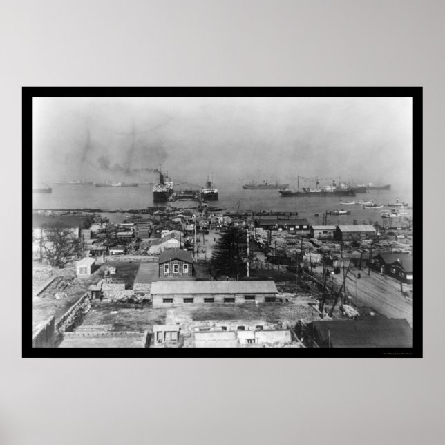 Yokohama Japan Harbour 1909 Poster (Framsidan)