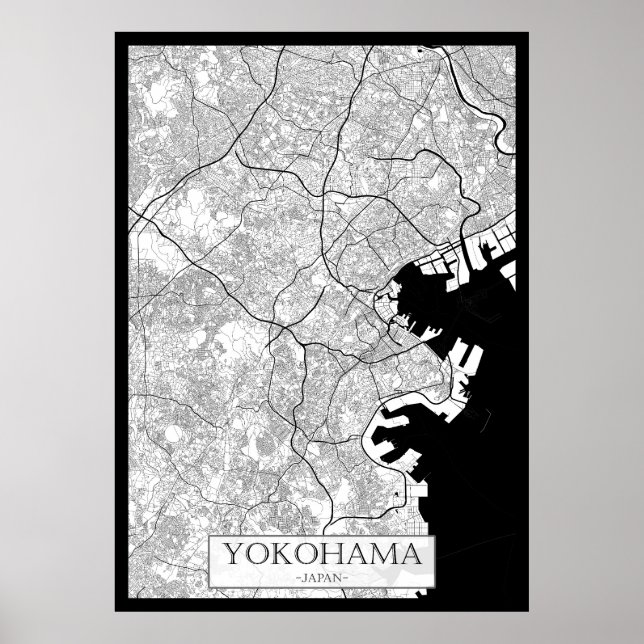 Yokohama Japan Map Poster (Framsidan)