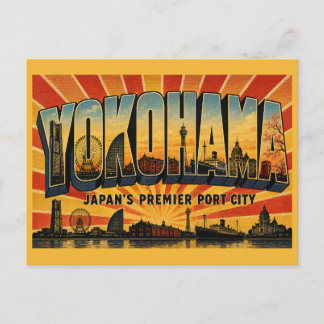 Yokohama Japan Premiär hamnstad Vintage Resa Vykort