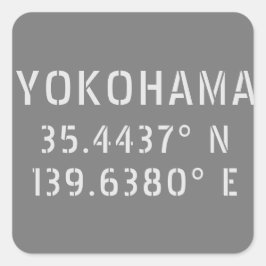 Yokohama Latitude & Longitud Fyrkantigt Klistermärke