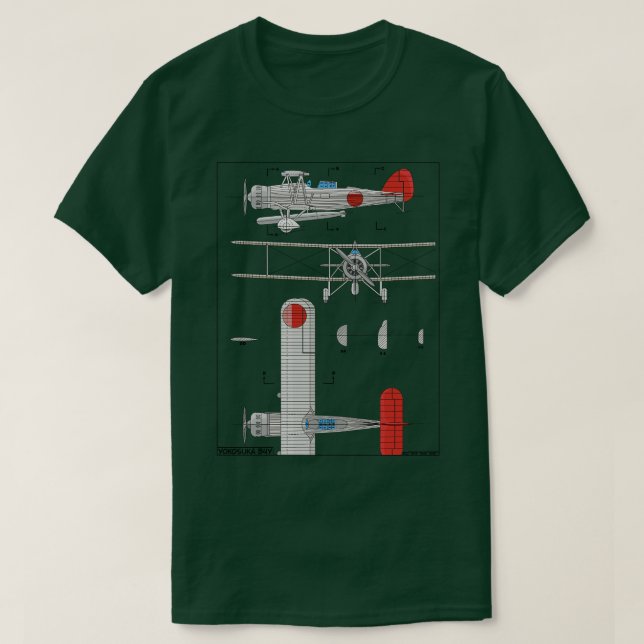 Yokosuka B4Y Japanskt WW2 Biplan Torpedo Bomber P T Shirt (Design framsida)