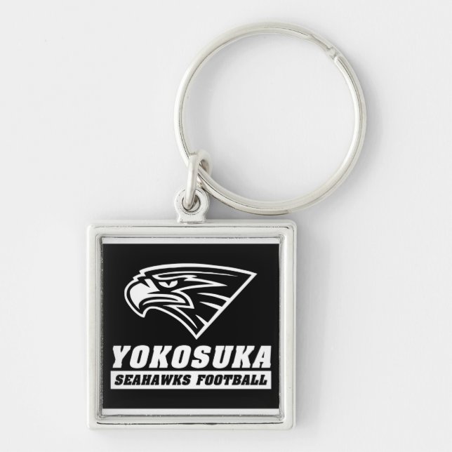 YOKOSUKA SEAHAWKS FYRKANTIG SILVERFÄRGAD NYCKELRING (Framsidan)