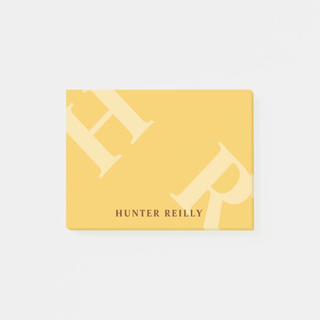 Yolk Yellow Tilted Initials & Your Name Post-it Block (Framsida)