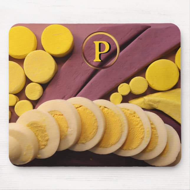 Yolkbild för segmenterad hårdkokt Gult av ägg Musmatta (Framsidan)