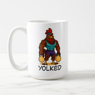 Yolked Rooster – Funny Strong Chicken Kettlebell Kaffemugg