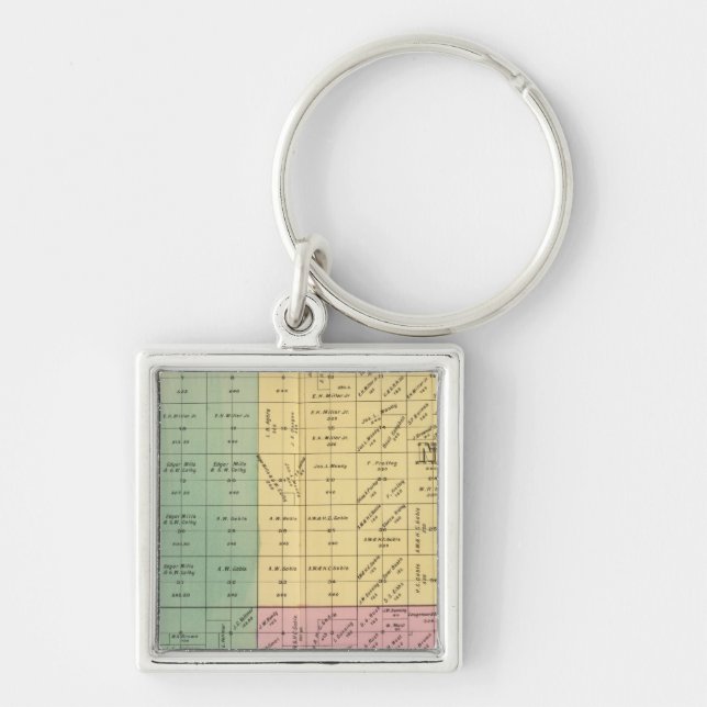 Yolo County 4 Fyrkantig Silverfärgad Nyckelring (Framsidan)