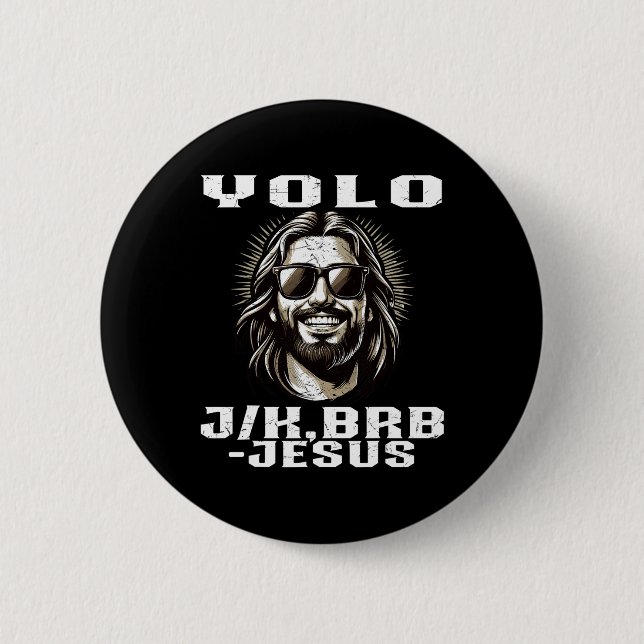 Yolo Jk Brb Jesus Christians Påsk Day Funny Resu Knapp (Framsida)