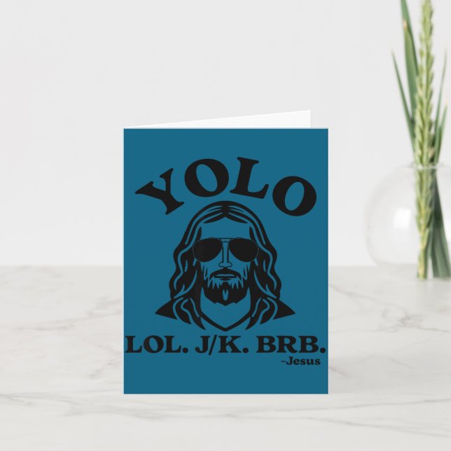 Yolo Jk Brb Jesus Funny Jesus Lovers Christian Quo Kort (Framsida)