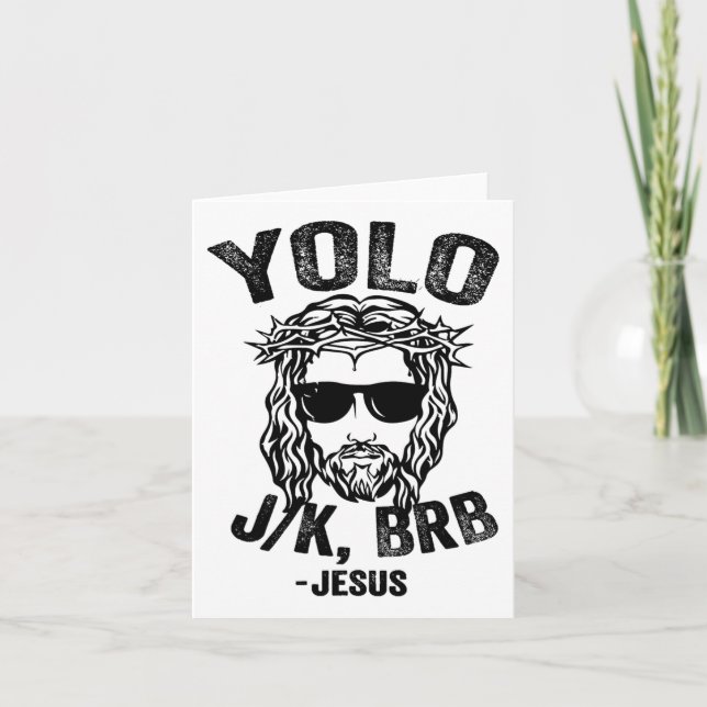 Yolo Jk Brb Jesus Funny Påsk Day Ressuretion Ch Kort (Framsida)