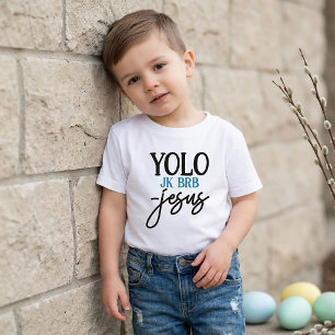 YOLO JK BRB Jesus Påsk T-Shirt för Kids