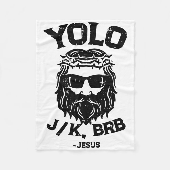 Yolo Jk Brb Jesus Rolig Påskdag Uppståndelse Ch Fleecefilt (Framsidan)