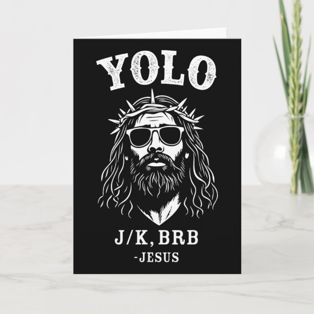 Yolo Jk Brb Rolig Jesus För Kristna Påsk  Kort (Framsida)