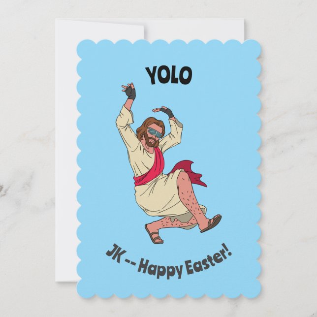 YOLO JK-Glad påsk Funny Card med Dancing Jesus Julkort (Framsida)