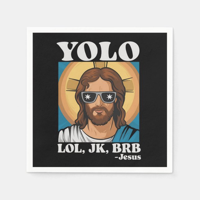 YOLO LOL JK BRB Jesus Funny Påsk Pappersservett (Framsidan)