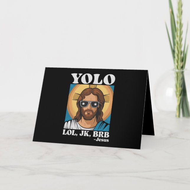 YOLO LOL JK BRB Jesus Funny Påsk Tack Kort (Framsida)