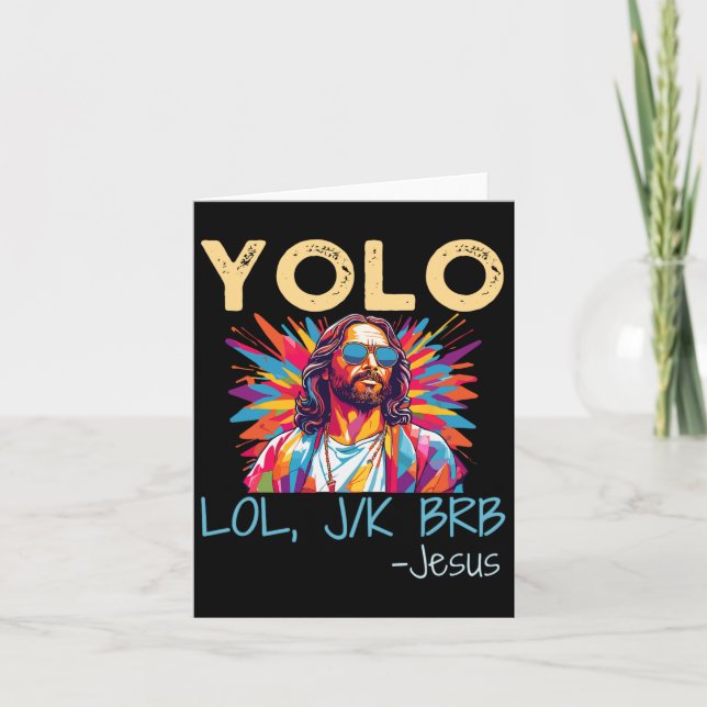 Yolo Lol Jk Brb Jesus Påsk jul Relig Relig Kort (Framsida)