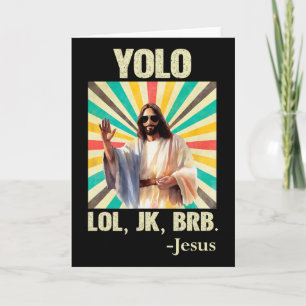Yolo Lol Jk Brb Jesus Rolig Påsk Kristna Uppstånde Kort