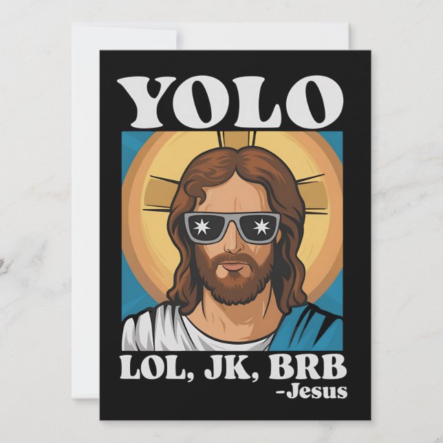 YOLO LOL JK BRB Jesus Roligt Påsk Inbjudningar (Framsida)