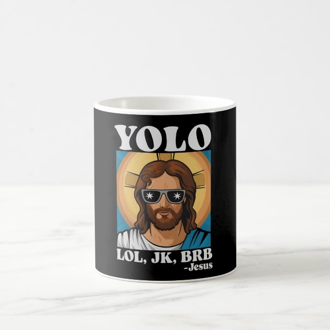 YOLO LOL JK BRB Jesus Roligt Påsk Kaffemugg (Center)