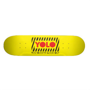 YOLO med Röd försiktighet Old School Skateboard Bräda 21,6 Cm