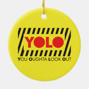 YOLO med rött varnar Julgransprydnad Keramik