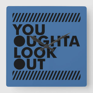 YOLO w/ Caution Fyrkantig Klocka