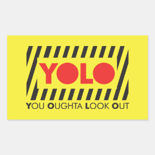 YOLO w/ Red Caution Rektangulärt Klistermärke