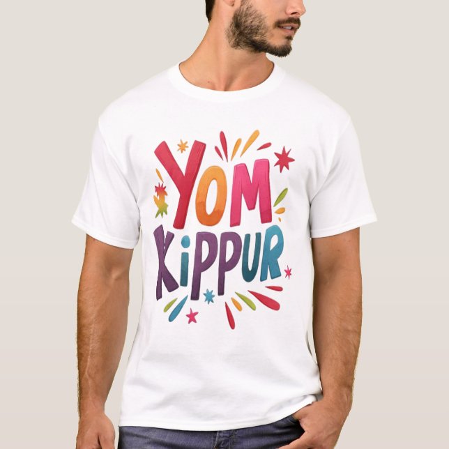 Yom Kippur 2025 Tröja - Färgrik typografi judisk (Framsida)