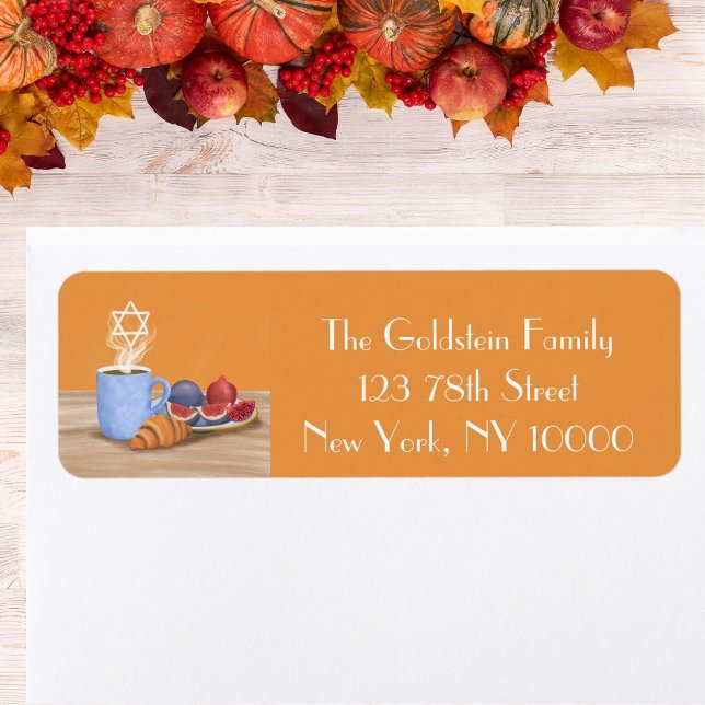 Yom Kippur Break-the-Fast: Kaffe, granater Returadress Etikett (Skapare uppladdad)