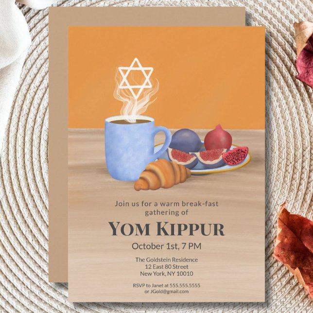 Yom Kippur brutar fasten: Kaffe, Granatäpplen Inbjudningar (Skapare uppladdad)