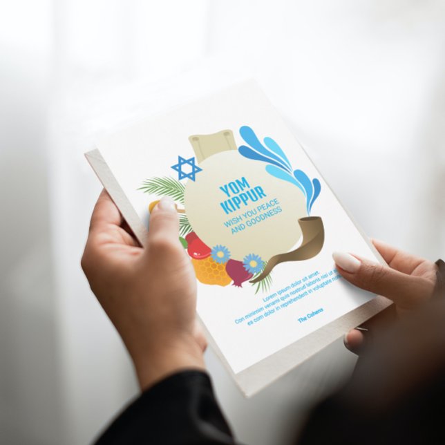 Yom Kippur Decorative Circle Graphic Hälsning Kort (Skapare uppladdad)