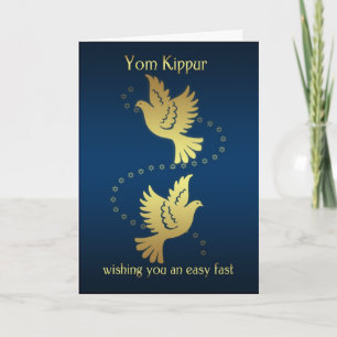 Yom Kippur - guld verkställer duvor Kort