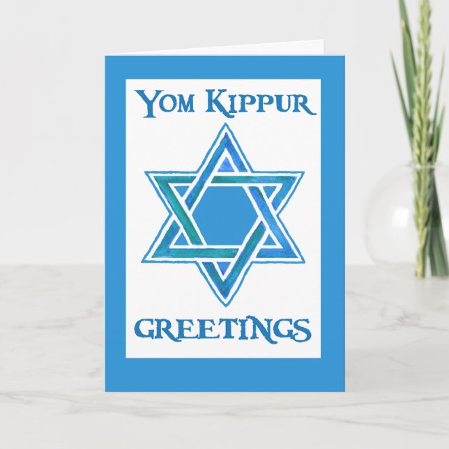 Yom Kippur hälsningkort - davidsstjärna Kort (Framsida)