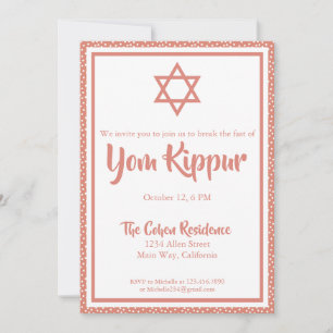 Yom Kippur Jewish bryter ner den snabba middagen P Inbjudningar