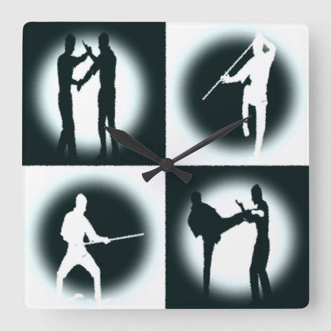 Yong Chun Gong Fu Wall Clock Fyrkantig Klocka (Framsida)