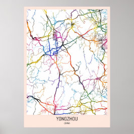 Yongzhou Kina Stadskarta Poster