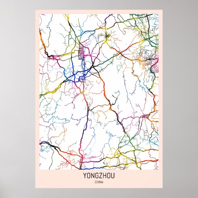 Yongzhou Kina Stadskarta Poster (Framsidan)