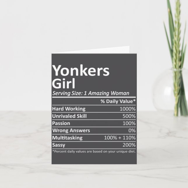 Yonkers Girl Ny New York State Funny City Home Roo Kort (Framsida)