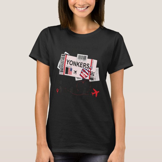 Yonkers Girl Yonkers Boarding Pass T Shirt (Framsida)