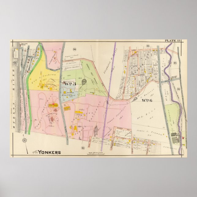 Yonkers New York Atlas Karta Poster (Framsidan)