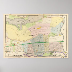 Yonkers NY Atlas Karta Poster