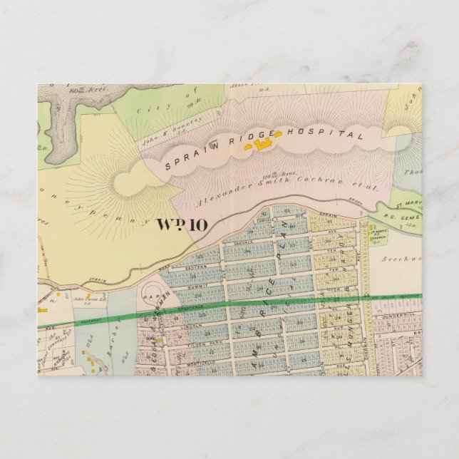 Yonkers NY Atlas Karta Vykort (Framsida)